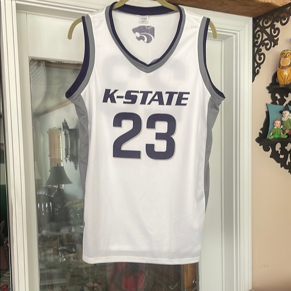 K-State Women's White and purple sleeveless jersey